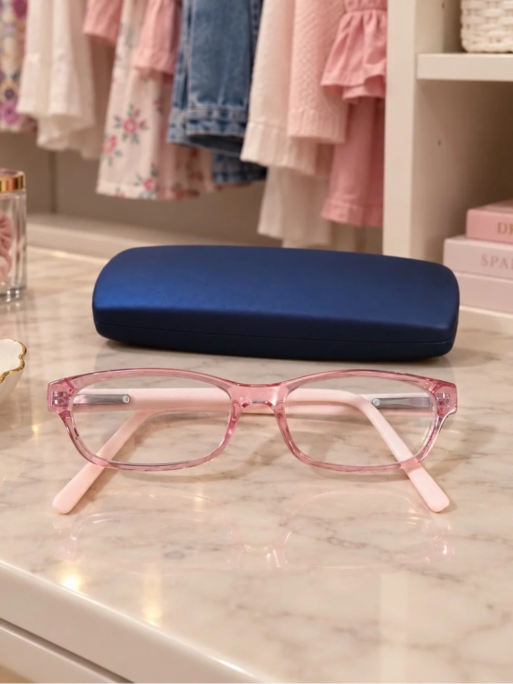 Youth Modern SPRINKLES BUBBLE GUM eyeglasses Pink plastic Full Rim blue case